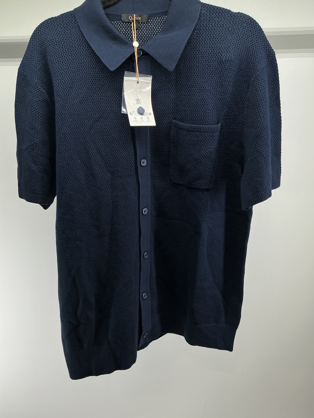 100% Organic Cotton Mesh-Stitch Button-Up Sweater Polo